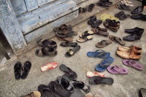 Shoes outside temple entrance-Chennai-India