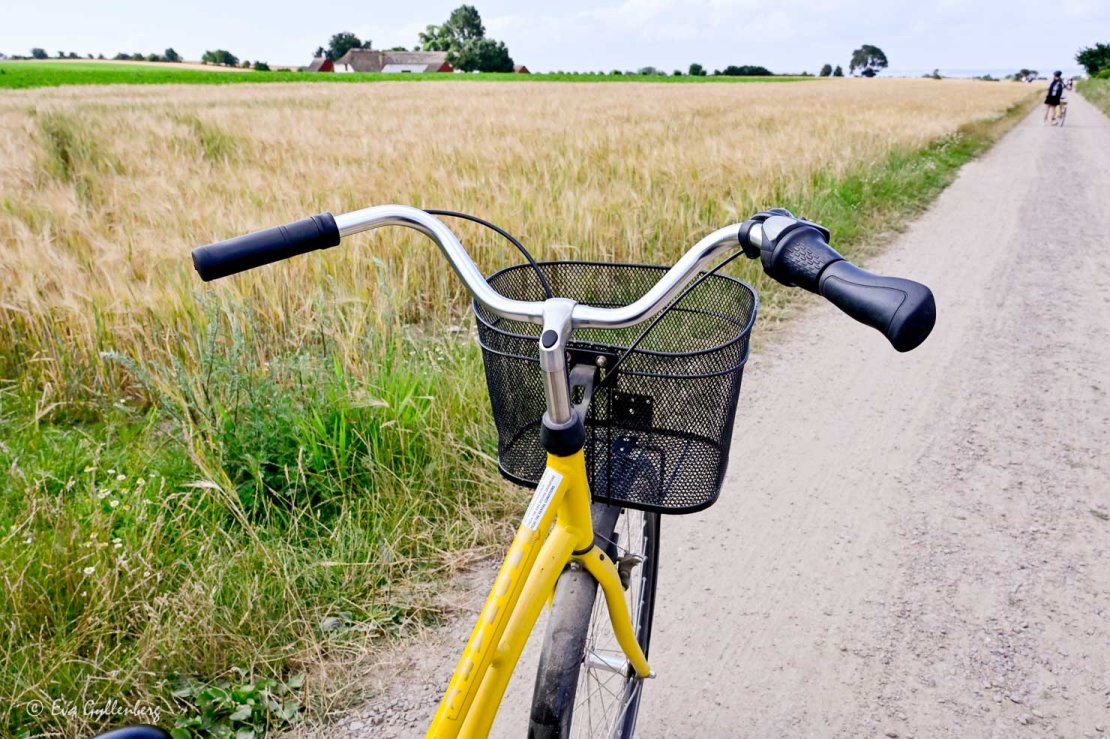 Gul cykel på en grusväg