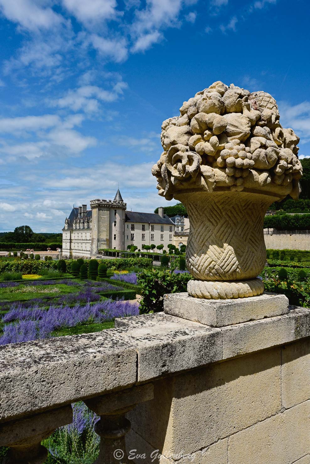 Slottet Villandry med trädgård