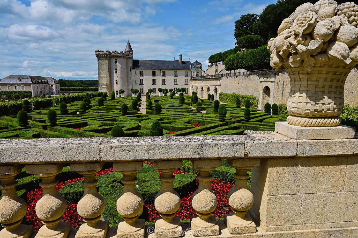 Slottet Villandry med trädgård